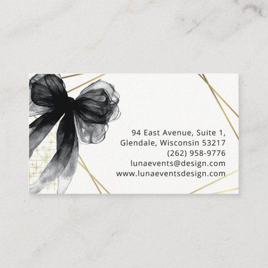 Script Black Bow Gold Luxury Branding Card 名刺 (裏面)