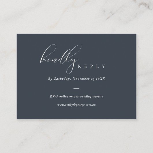 Script Black Navy Onlineの結婚WebサイトRSVP エンクロージャーカード (正面)