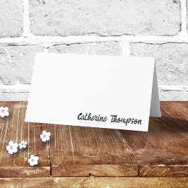 Script Black & Whiteの結婚トレンディーシンプル モダン プレイスカード