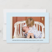 Script Blueの紹介2番目の男の赤ちゃん 案内状 (裏面)