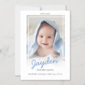 Script Blue Boy写真誕生のお知らせ マグネット招待状 (正面)