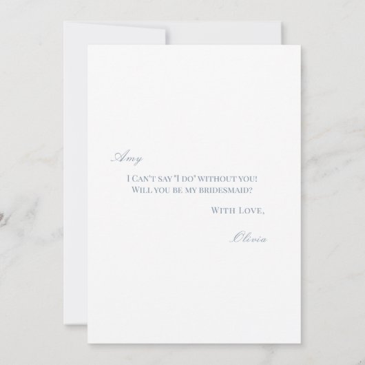 Script Blue & White Bridesmaid Proposal Card セーブザデート (裏面)