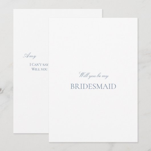 Script Blue & White Bridesmaid Proposal Card セーブザデート (正面/裏面)