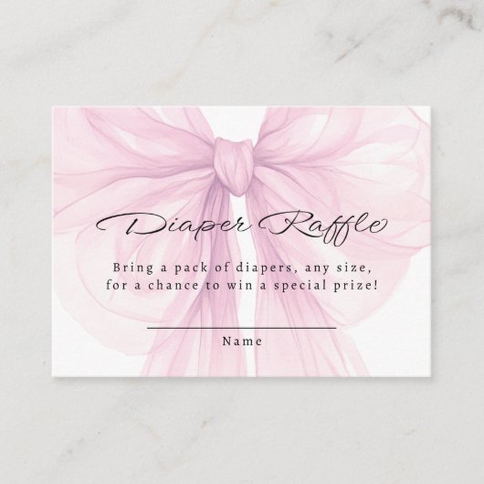 Script Blush Bow Diaper Raffle Insert エンクロージャーカード (正面)
