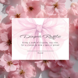 Script Blush Bow Diaper Raffle Insert エンクロージャーカード