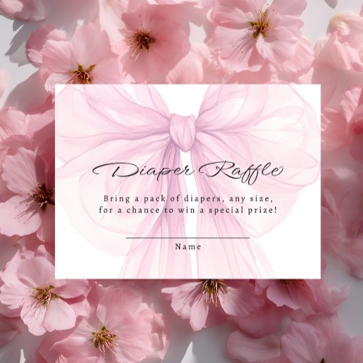 Script Blush Bow Diaper Raffle Insert エンクロージャーカード