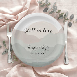 Script Boho Watercolor Mountain ペーパープレート