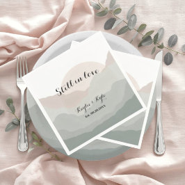 Script Boho Watercolor Mountain Anniversary  スタンダードカクテルナプキン