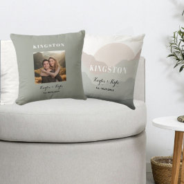 Script Boho Watercolor Mountain Keepsake Pillow クッション