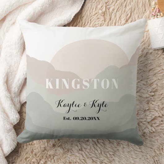 Script Boho Watercolor Mountain Keepsake Pillow クッション (ブランケット)