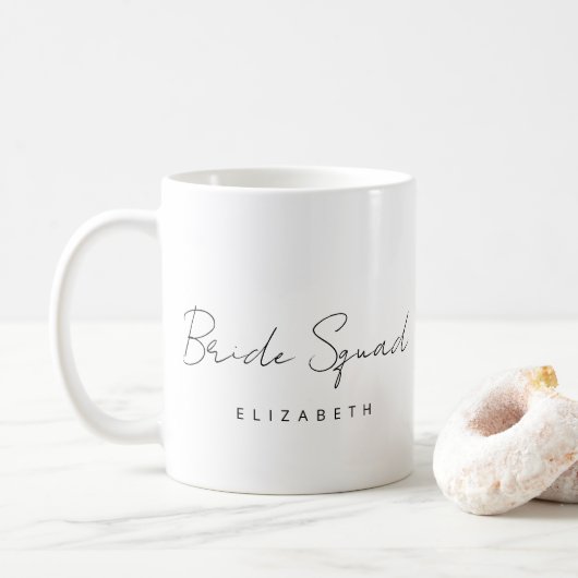 Script Bride Squad Bachelorette Bridesmaid Name コーヒーマグカップ (ドーナツ)