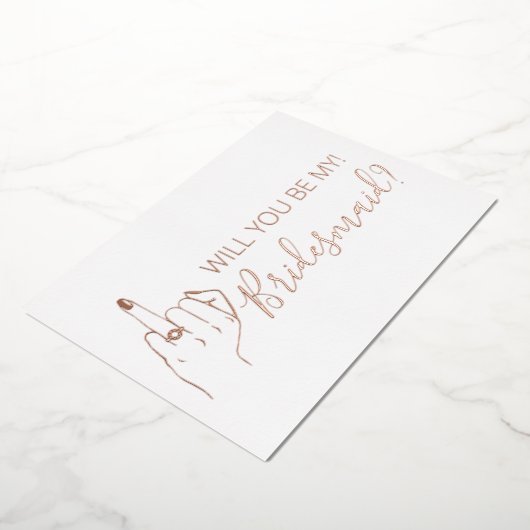 Script Bridesmaid Proposal Gold Foil Card 箔招待状 (回転した状態)
