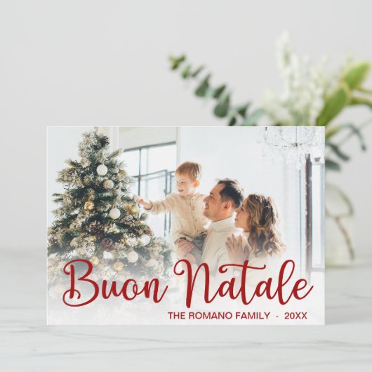 Script Buon Natale Photo Holiday Card シーズンカード (スタンド正面)