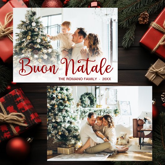 Script Buon Natale Photo Holiday Card シーズンカード