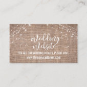 Script, Burlap & Light Stringsの結婚ウェブサイト エンクロージャーカード (正面)