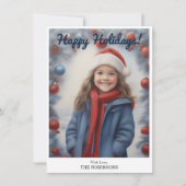 Script Caliggraphy Winter Happy Holiday Photo Card シーズンカード (正面)