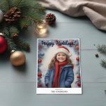 Script Caliggraphy Winter Happy Holiday Photo Card シーズンカード<br><div class="desc">この冬をテーマにしたグリーティングカードで季節の魔法を受け入れパーソナライズされた、家族の署名touchを付ける。冬の喜びを捉えた魅力的なイラストレーションを備え、フェスティバルの要素と冬の衣装を身につけた美しい少女が、雪の多い不思議の国々に囲まれている。カードの背面には、メッセージでウィッシュを温め表現るオプションがカスタム用意されている。このカードは有形の記念品であるだけでなく、ダウンロード可能であり、デジタルで暖かさと喜びを共有することができる。カレンダー、オーナメント、差出人住所ラベルなどのアイテムを調整して、私たちの完全な冬のコレクションを探索し、休暇の経験を強化する。</div>