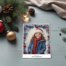 Script Caliggraphy Winter Happy Holiday Photo Card