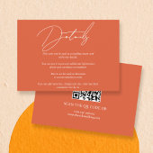 Script calligraphy Verona sunset orange QR wedding エンクロージャーカード