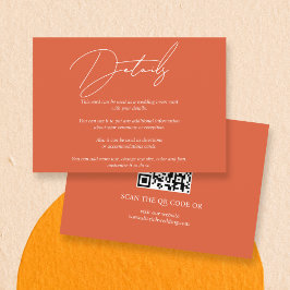 Script calligraphy Verona sunset orange QR wedding エンクロージャーカード