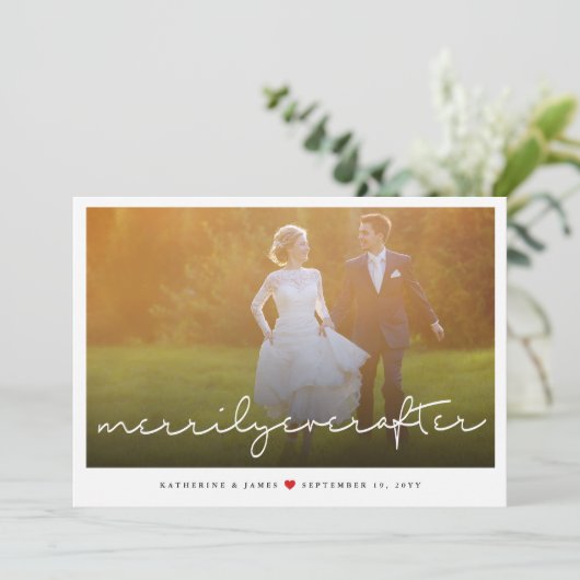 Script Christmasの写真の後結婚楽しく シーズンカード (スタンド正面)