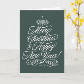 Script Christmas Card in Green カード (黄色い花)