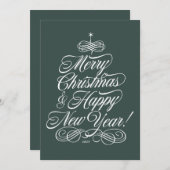 Script Christmas Card in Green シーズンカード (正面/裏面)