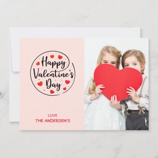 Script Circleハートハッピーバレンタインデー写真 シーズンカード (正面)