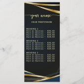 Script Classic black and gold Price List Menu メニュー (正面)