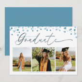 Script Confetti |  Photo Collage Graduation  招待状 (正面/裏面)