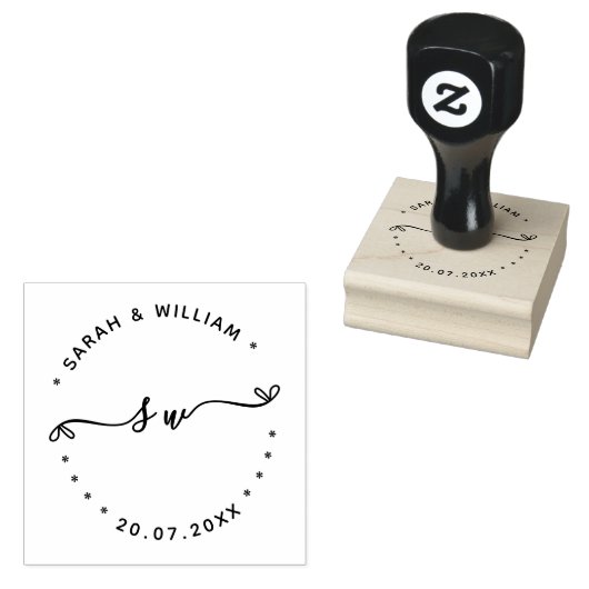 Script Couple Name initial Save the date Wedding ラバースタンプ (押印)