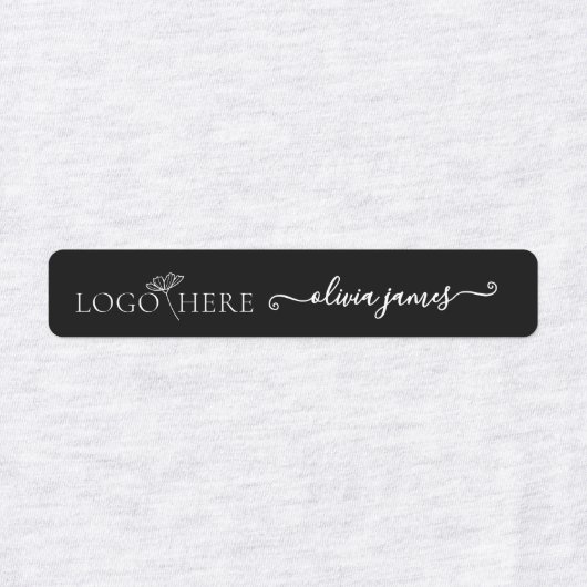 Script Custom logo and text black fabric clothing  ラベル (デザイン1)