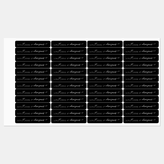 Script Custom logo and text black fabric clothing  ラベル (シート)