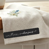 Script Custom logo and text black fabric clothing  ラベル