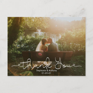 Script Doodle Photoの結婚サンキューカード ポストカード