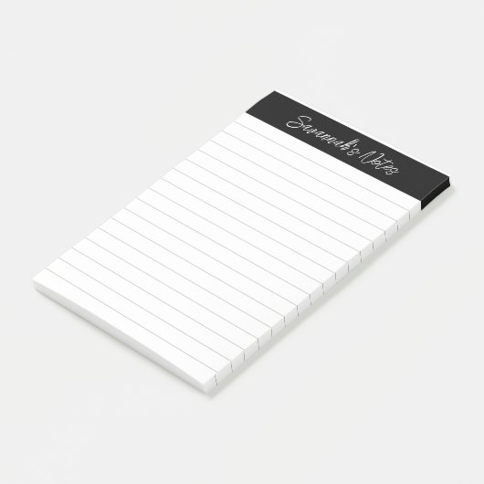 Script Elegant Black Gray Lined Personalized ポストイット (アングル)