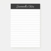 Script Elegant Black Gray Lined Personalized ポストイット (正面)