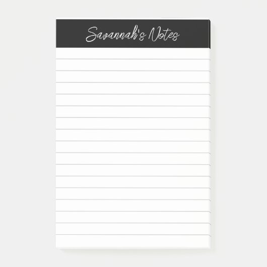 Script Elegant Black Gray Lined Personalized ポストイット (正面)
