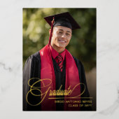 Script Elegant Graduation Announcement 箔招待状 (正面)