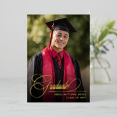 Script Elegant Graduation Announcement 箔招待状 (立ち正面)