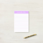 Script Elegant Light Lavender Lined Personalized ポストイット (デスク上)