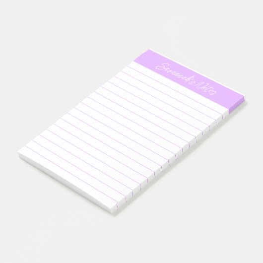 Script Elegant Light Lavender Lined Personalized ポストイット (アングル)