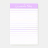 Script Elegant Light Lavender Lined Personalized ポストイット (正面)