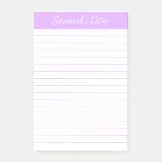 Script Elegant Light Lavender Lined Personalized ポストイット (正面)
