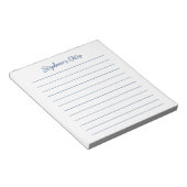  Script Elegant Navy Blue Lined Personalized ノートパッド (アングル)