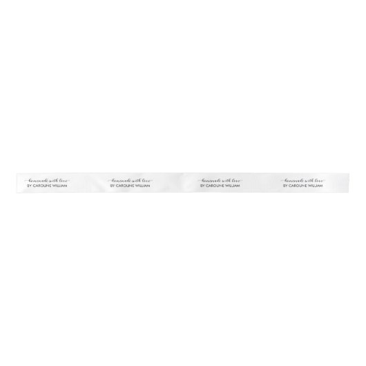 Script Elegant Personalized Handmade With Love サテンリボン (正面)