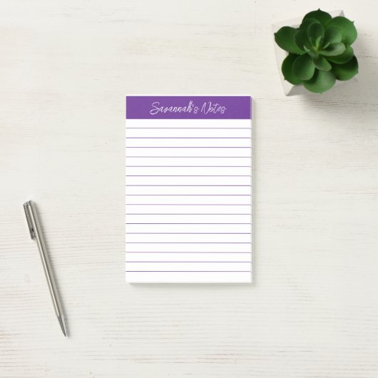 Script Elegant Purple Lined Personalized ポストイット (オフィス)