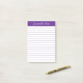 Script Elegant Purple Lined Personalized ポストイット (デスク上)