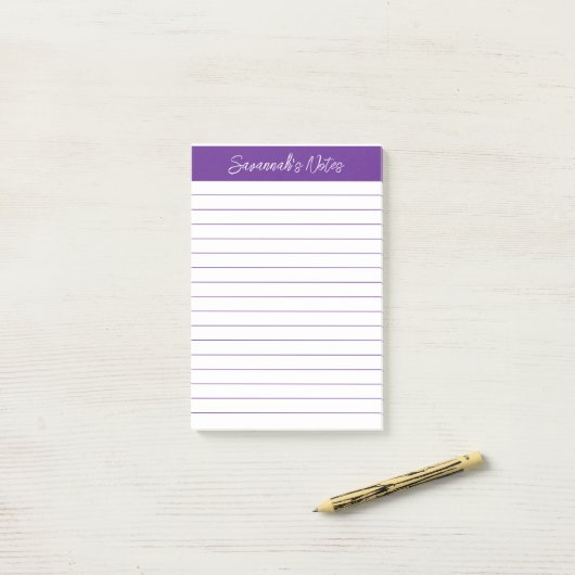 Script Elegant Purple Lined Personalized ポストイット (デスク上)