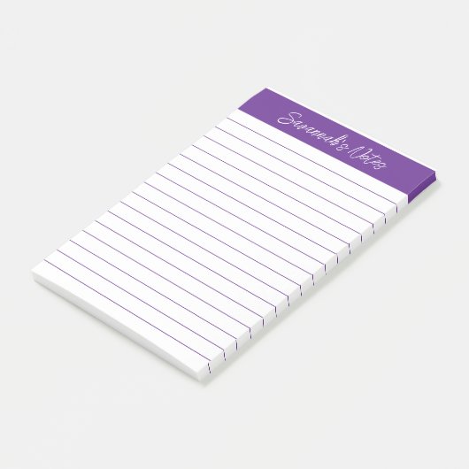 Script Elegant Purple Lined Personalized ポストイット (アングル)